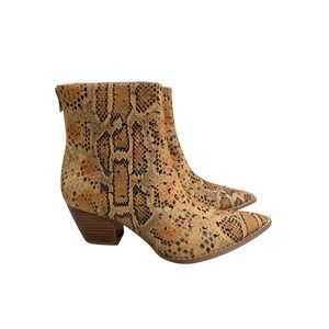 Coconuts by Matisse Womens Snakeprint Pointed Toe Ankle Boots Tan Brown Size 8M